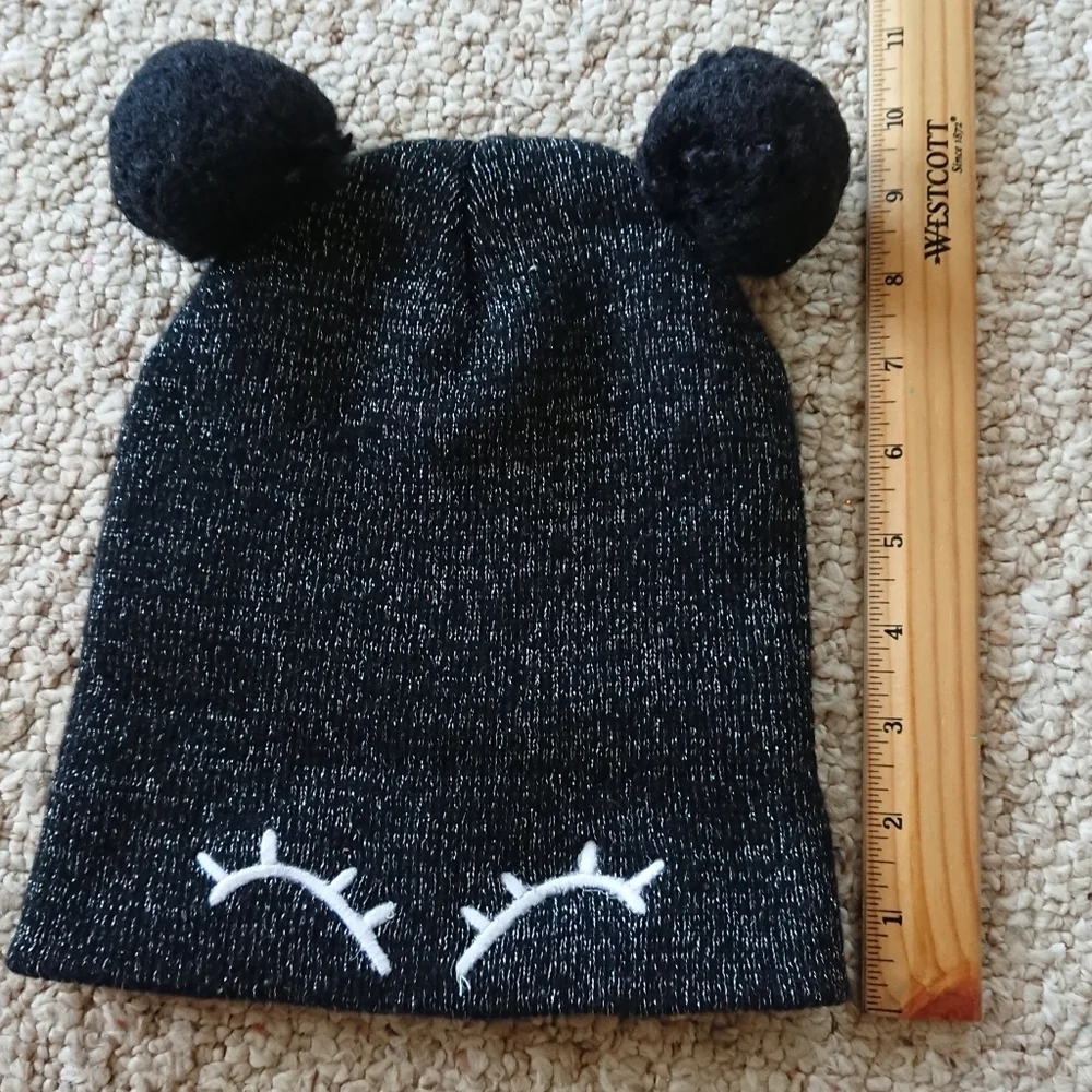 Adorable Black Knit Pom-Pom Beanie size 4/5